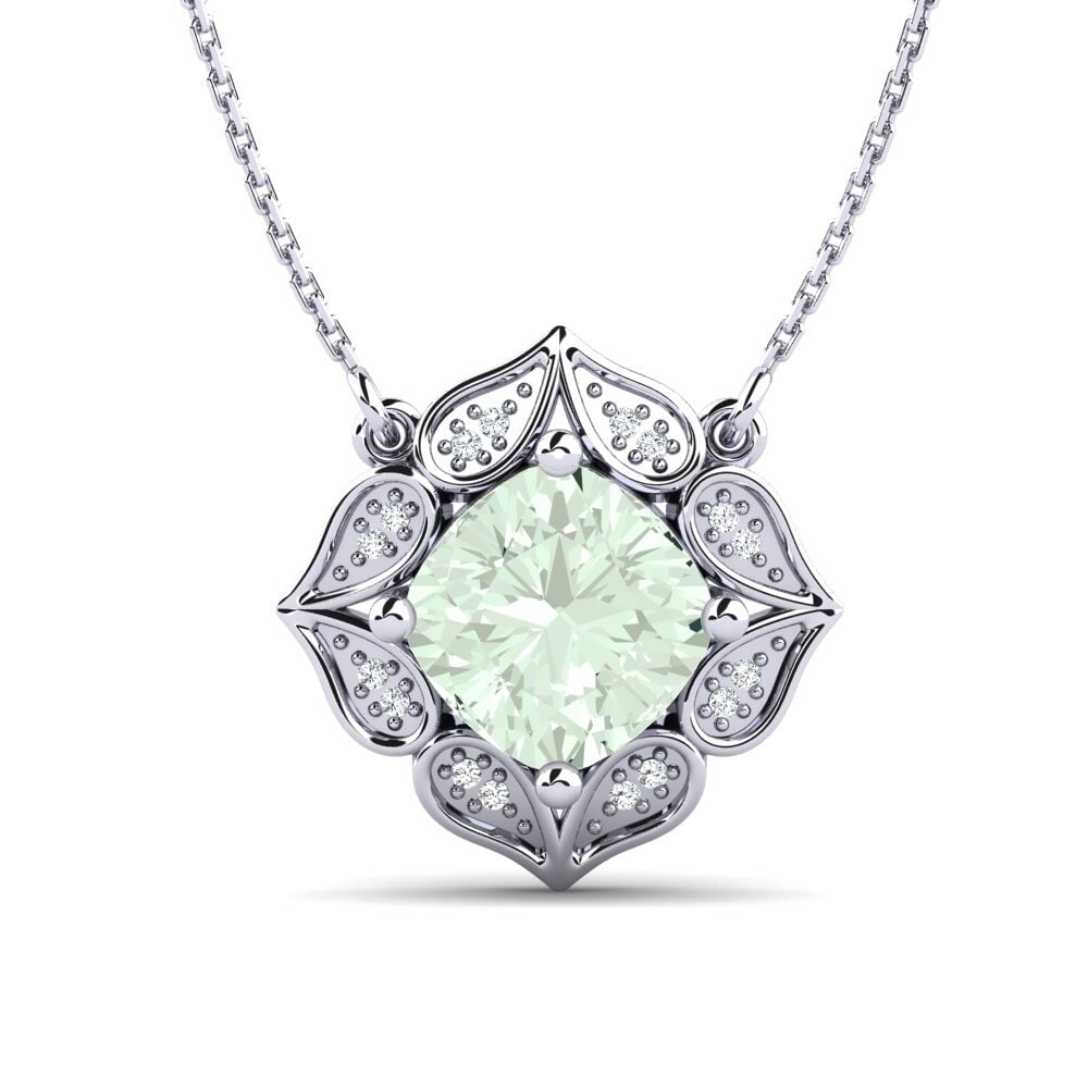 950 Palladium Green Amethyst Women's Necklace Jatonya