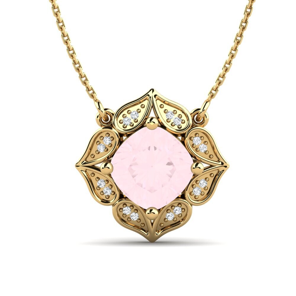 Cushion Rose Quartz Women's Necklace Jatonya