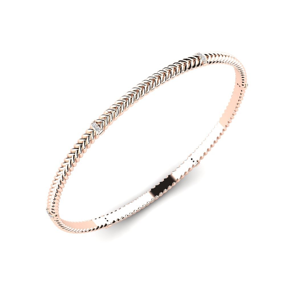Or rose 14k Diamant Bracelet jonc femme Jaunty