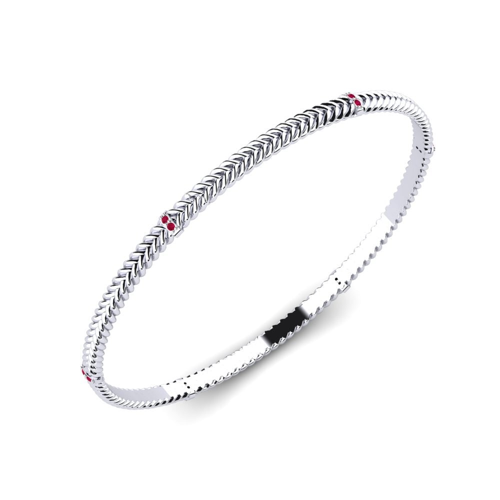 Or Blanc 9k Rubis Bracelet jonc femme Jaunty