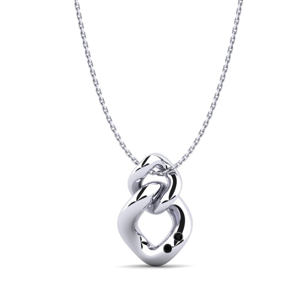 18ct White Gold Black Sapphire Women's Pendant Javia