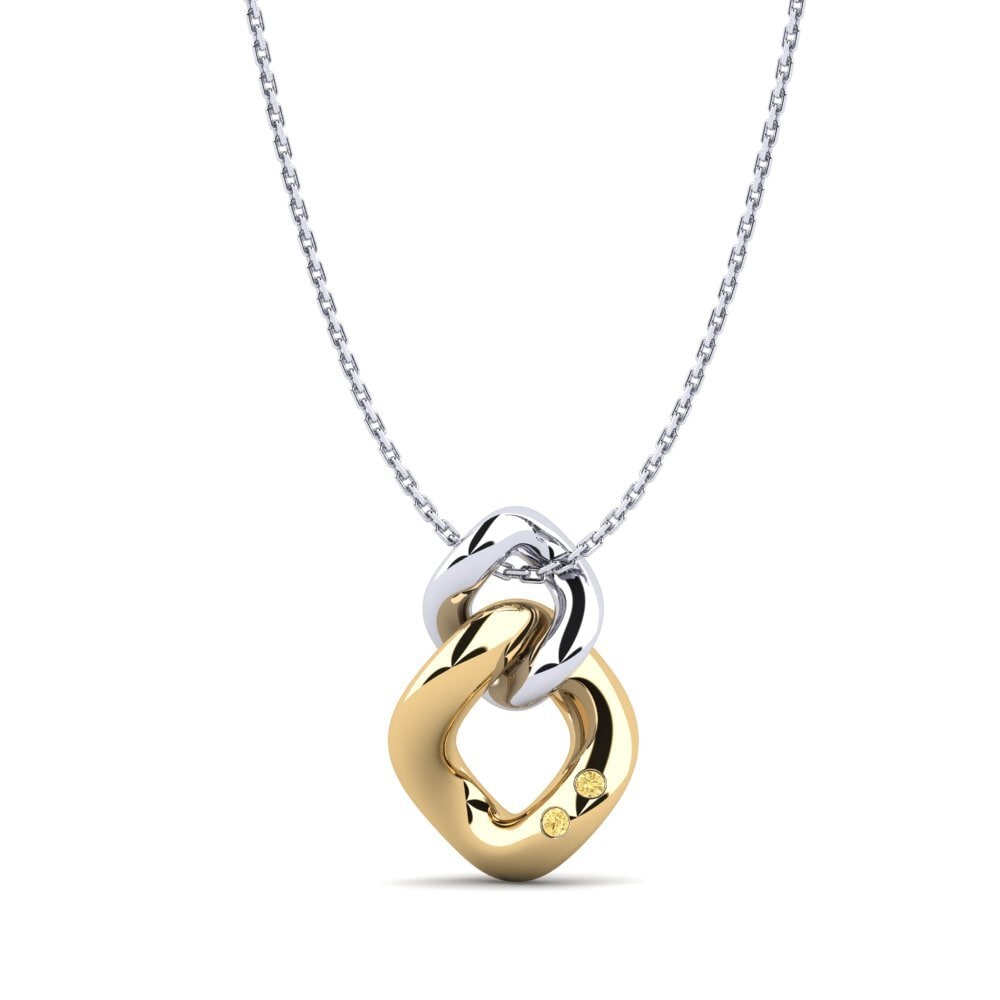 Vàng Trắng-Vàng 18K Kim Cương Vàng Mặt dây chuyền nữ Javia
