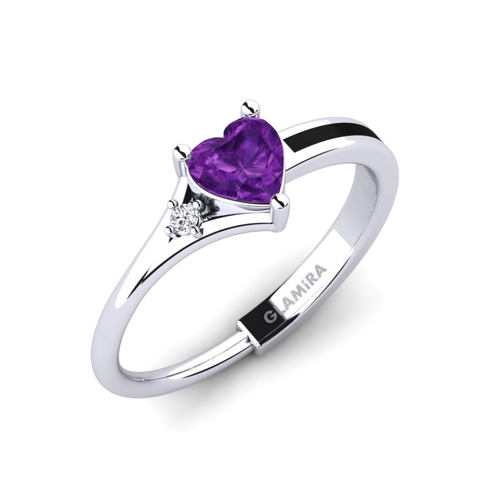 White Silver Amethyst Engagement Ring Jay