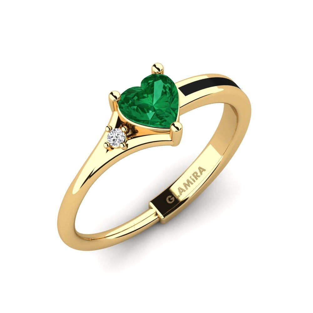 9k Oro Amarillo Esmeralda (creada en laboratorio) Anillo de compromiso Jay