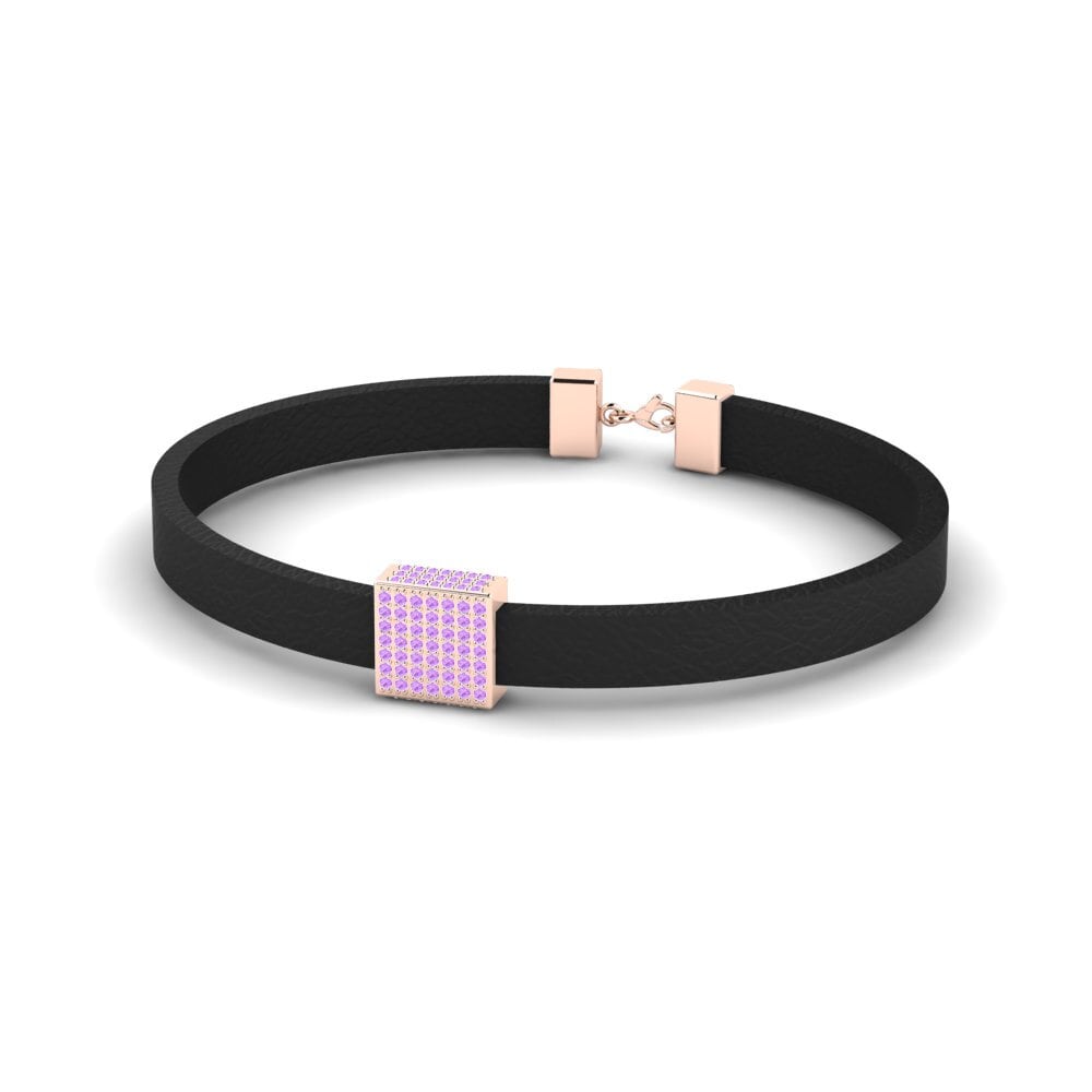 9K Rose Gold Amethyst Men's Bracelet Jayden