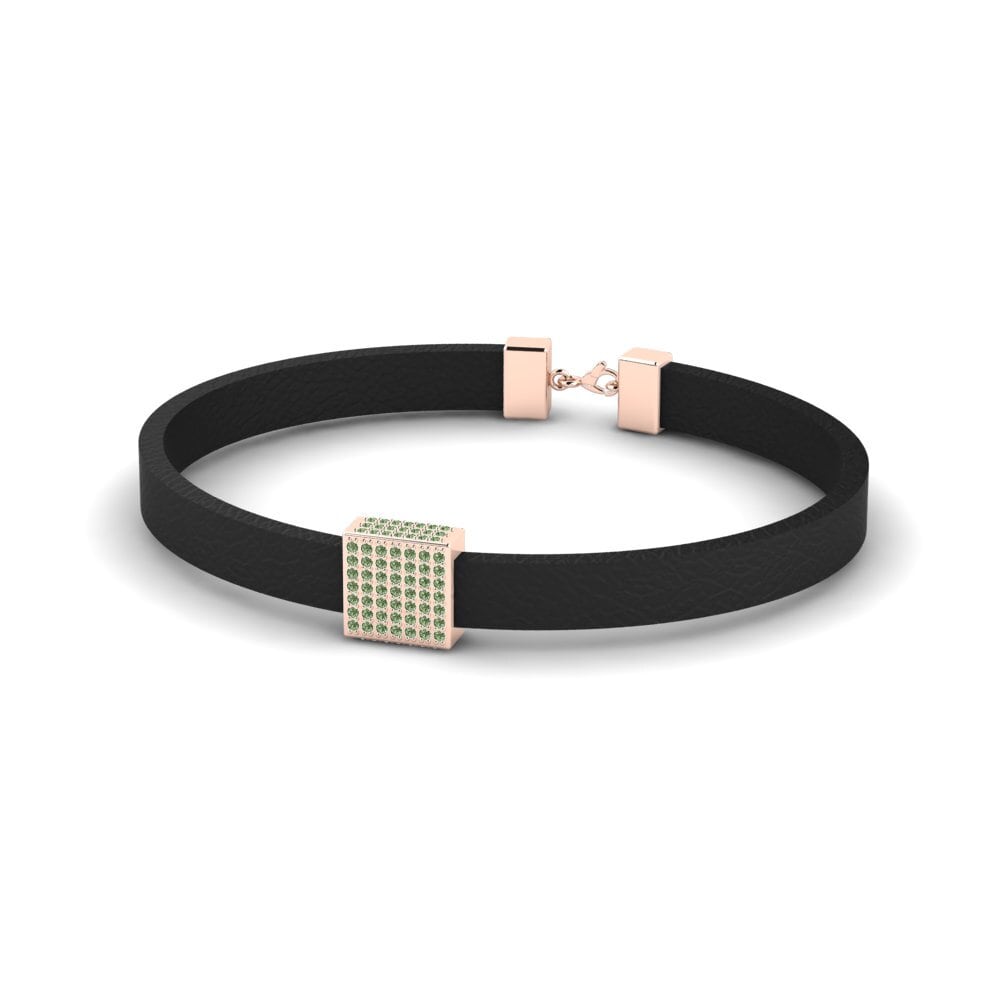 18ct Rose Gold Green Diamond Men's Bracelet Jayden