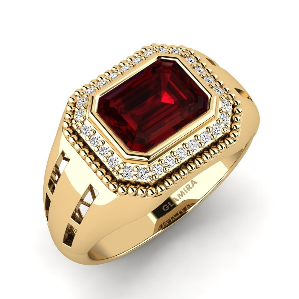 9ct Yellow Gold Garnet Men's Ring Jaydena