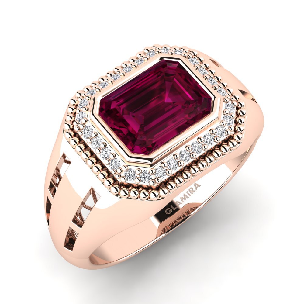 9ct Rose Gold Rhodolite Garnet Men's Ring Jaydena