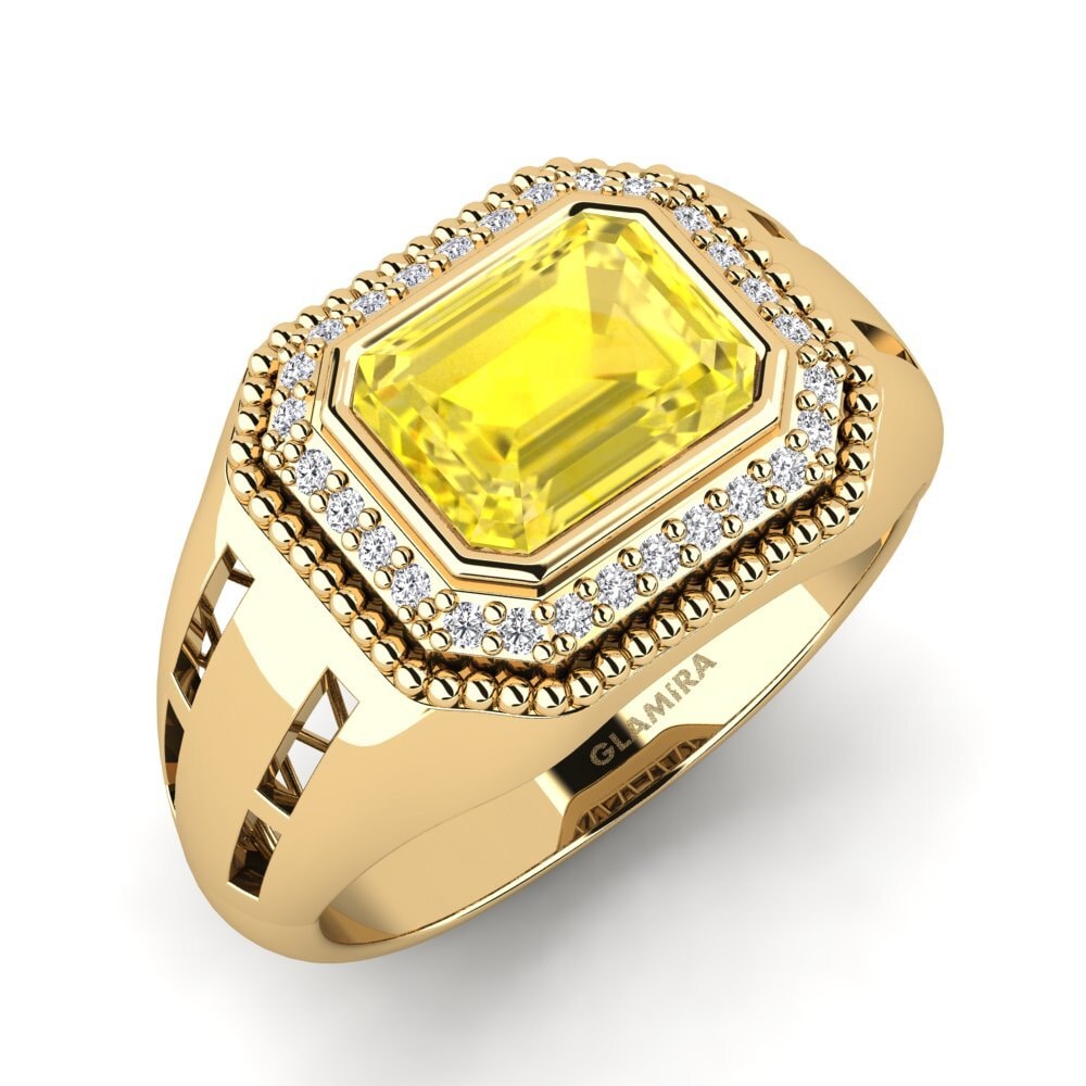 18ct Yellow Gold Yellow Sapphire Men's Ring Jaydena