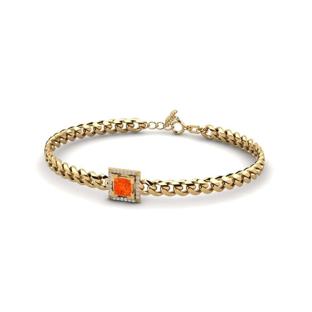 9ct Yellow Gold Fire Opal Women's Bracelet Jayla - Princess