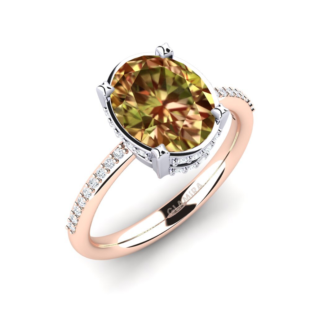 14ct Rose / White Gold Sultan Stone Engagement Ring Jayssie