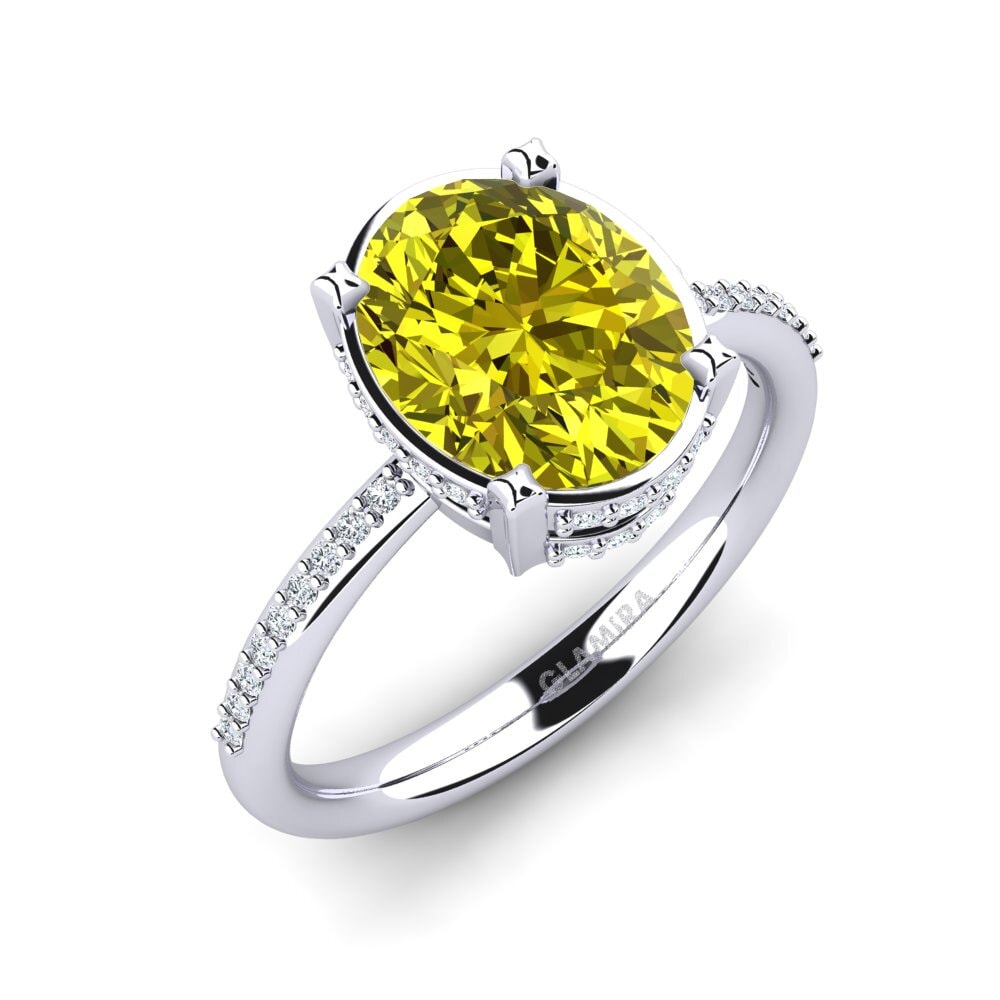 14ct White Gold Yellow Diamond Engagement Ring Jayssie