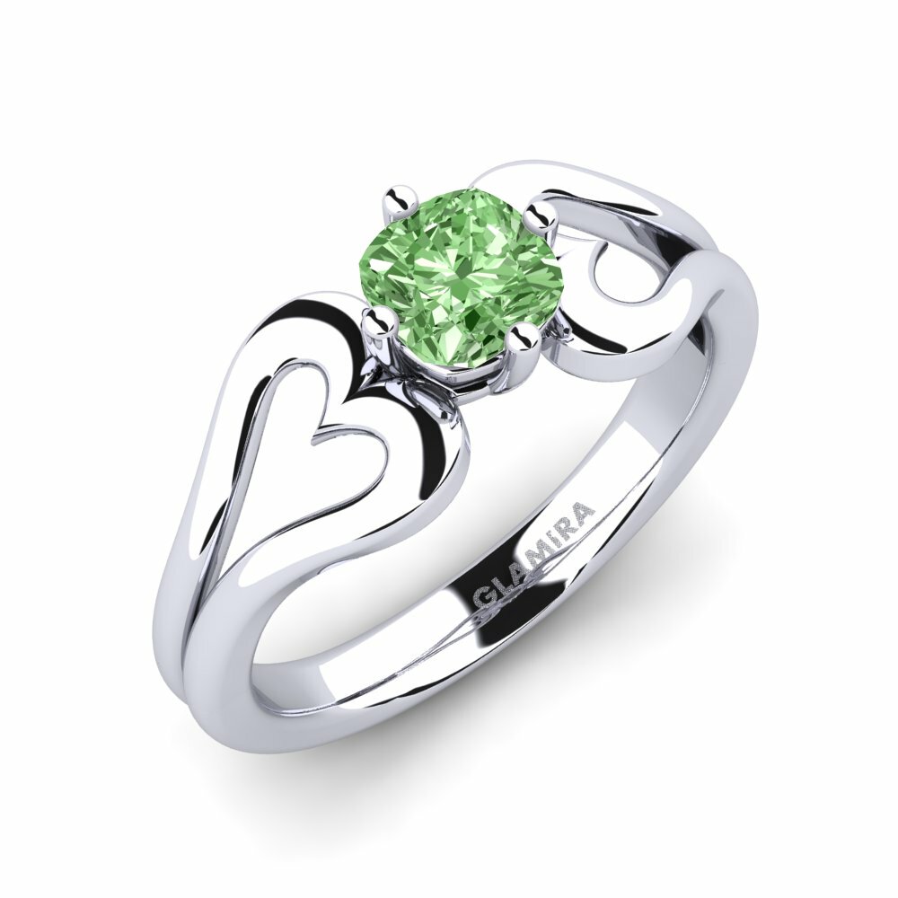 Design Solitaire 綠色鑽石 鈀金 訂婚戒指 Jeanitta