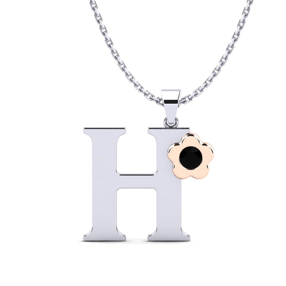 14k Oro Blanco & Rosa Zafiro negro Colgante de Mujer Jeanmarie H