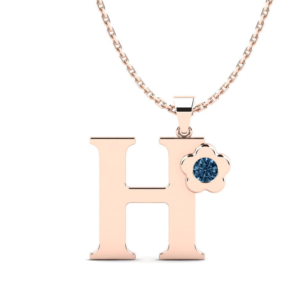 Rotgold 585 Blauer Diamant Damen anhänger Jeanmarie H