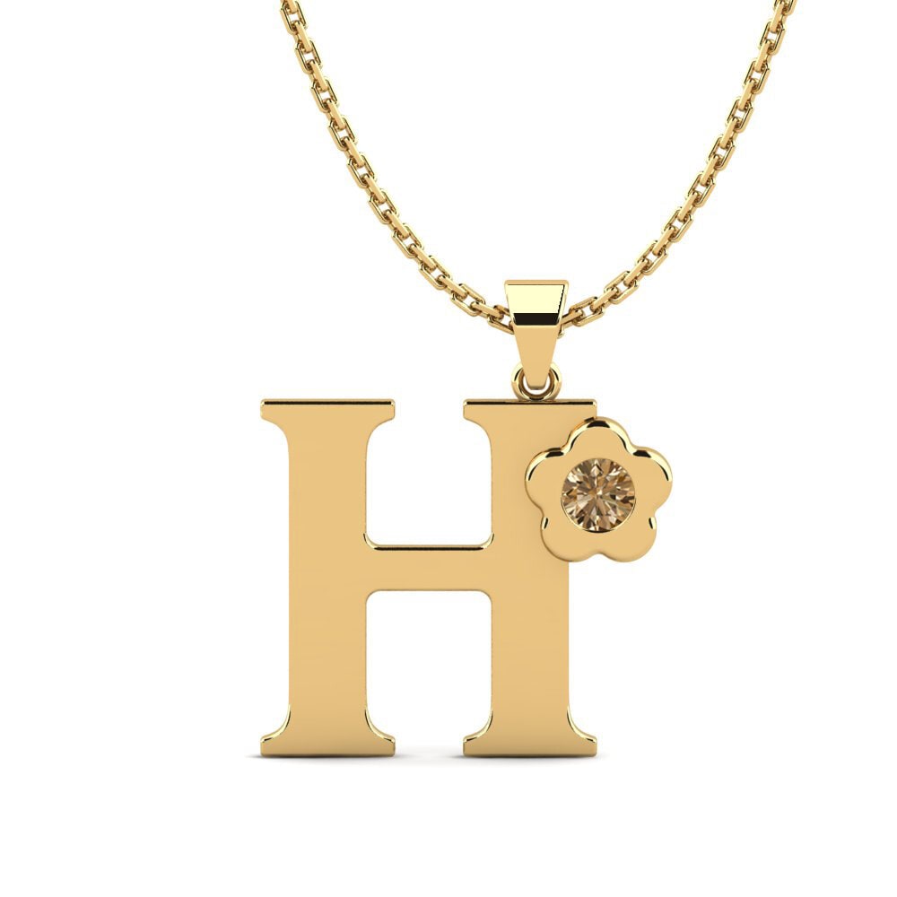 14k Oro Amarillo Diamante Marrón Colgante de Mujer Jeanmarie H