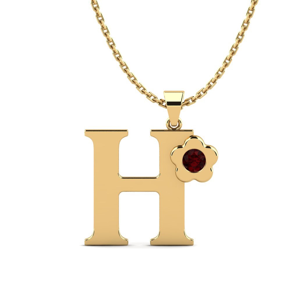 14k Oro Amarillo Granate Colgante de Mujer Jeanmarie H