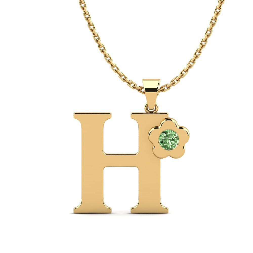 14k Oro Amarillo Diamante Verde Colgante de Mujer Jeanmarie H