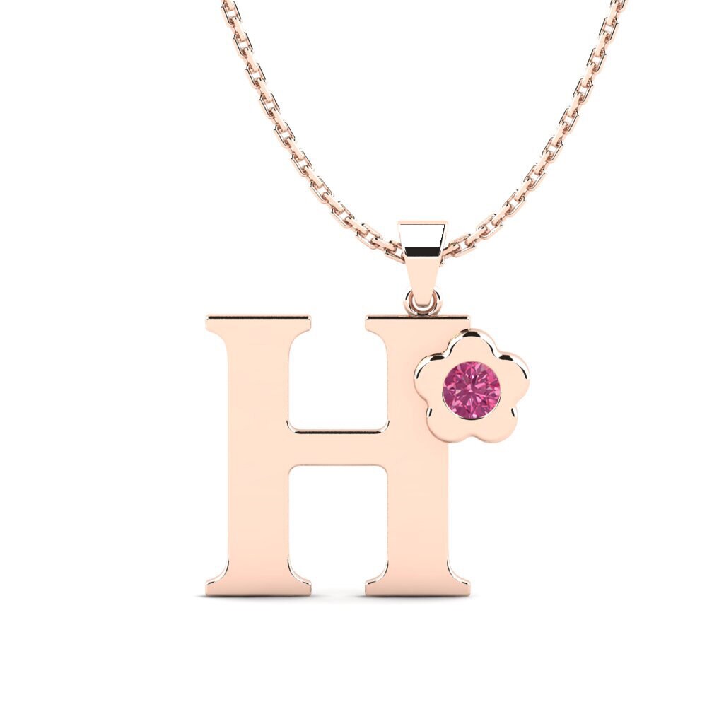 Rotgold 585 Rosa Turmalin Damen anhänger Jeanmarie H
