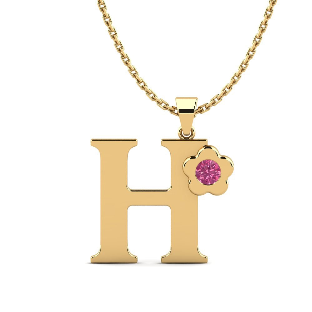 Gelbgold 585 Rosa Turmalin Damen anhänger Jeanmarie H