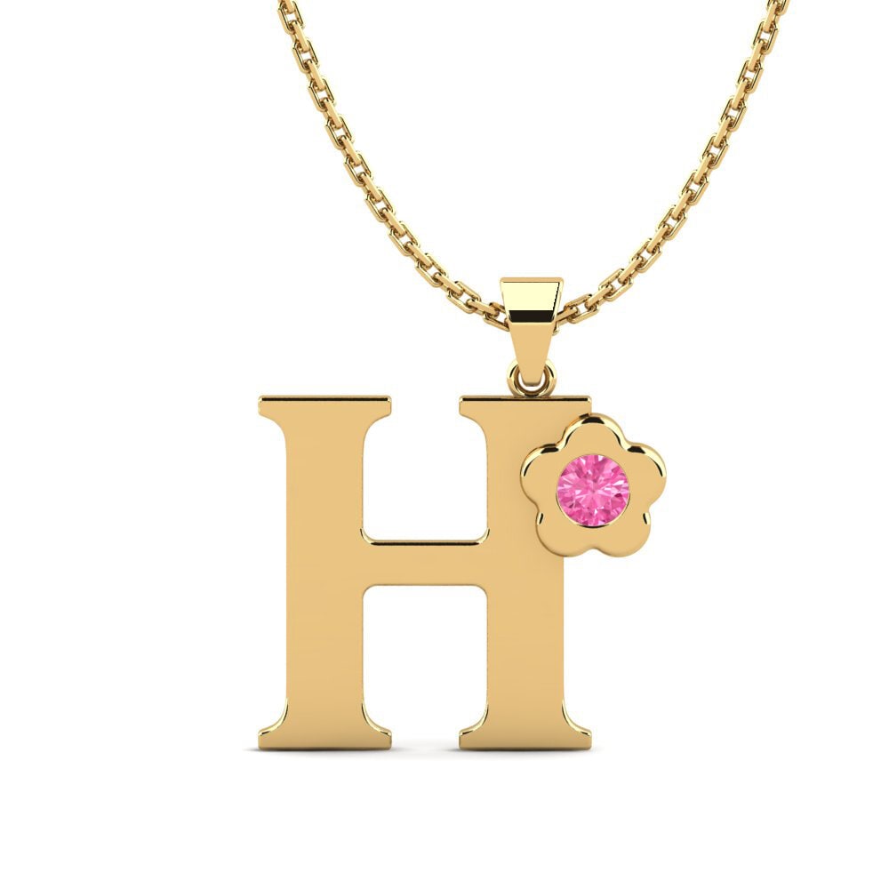 Gelbgold 585 Rosa Saphir Damen anhänger Jeanmarie H