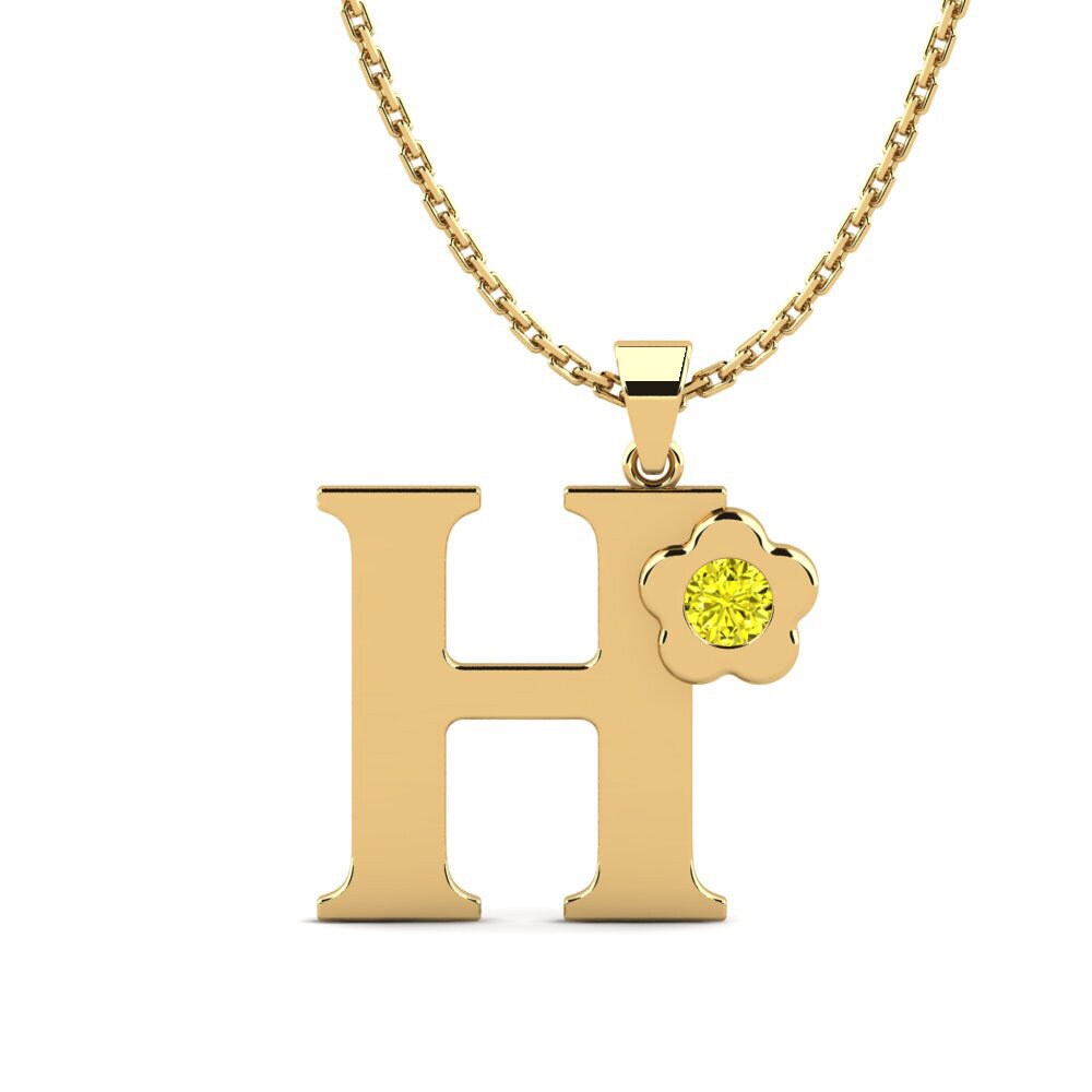 14k Oro Amarillo Diamante Amarillo Colgante de Mujer Jeanmarie H
