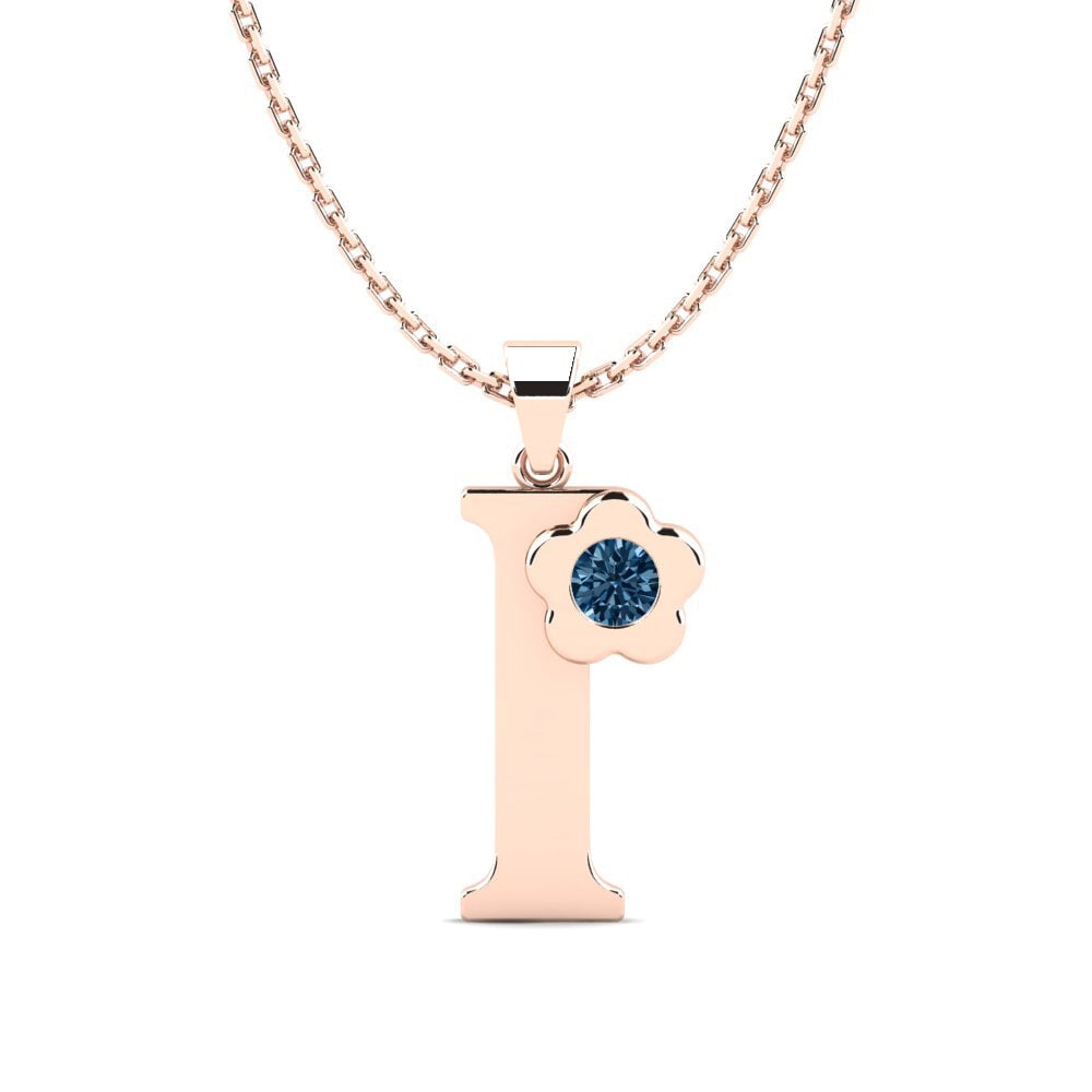 Rotgold 585 Blauer Diamant Damen anhänger Jeanmarie I