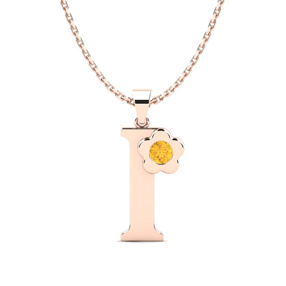 9k Rose Gold Citrine Women's Pendant Jeanmarie I
