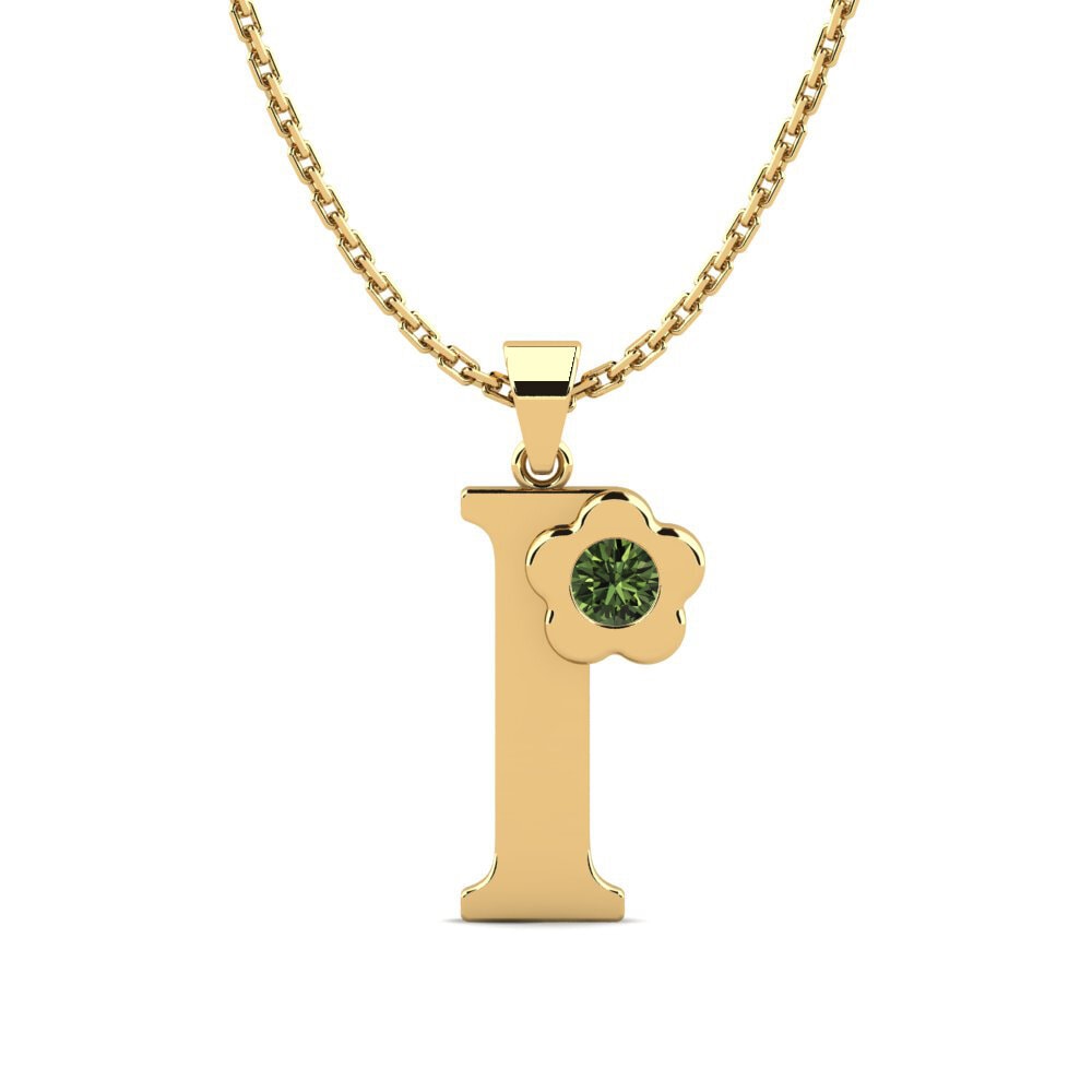 Gelbgold 585 Grüner Saphir Damen anhänger Jeanmarie I