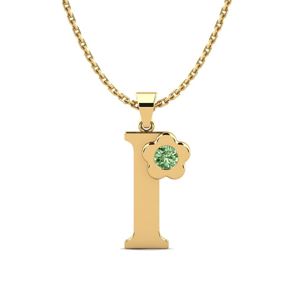 14k Oro Amarillo Diamante Verde Colgante de Mujer Jeanmarie I