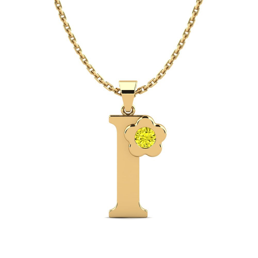 14k Oro Amarillo Diamante Amarillo Colgante de Mujer Jeanmarie I