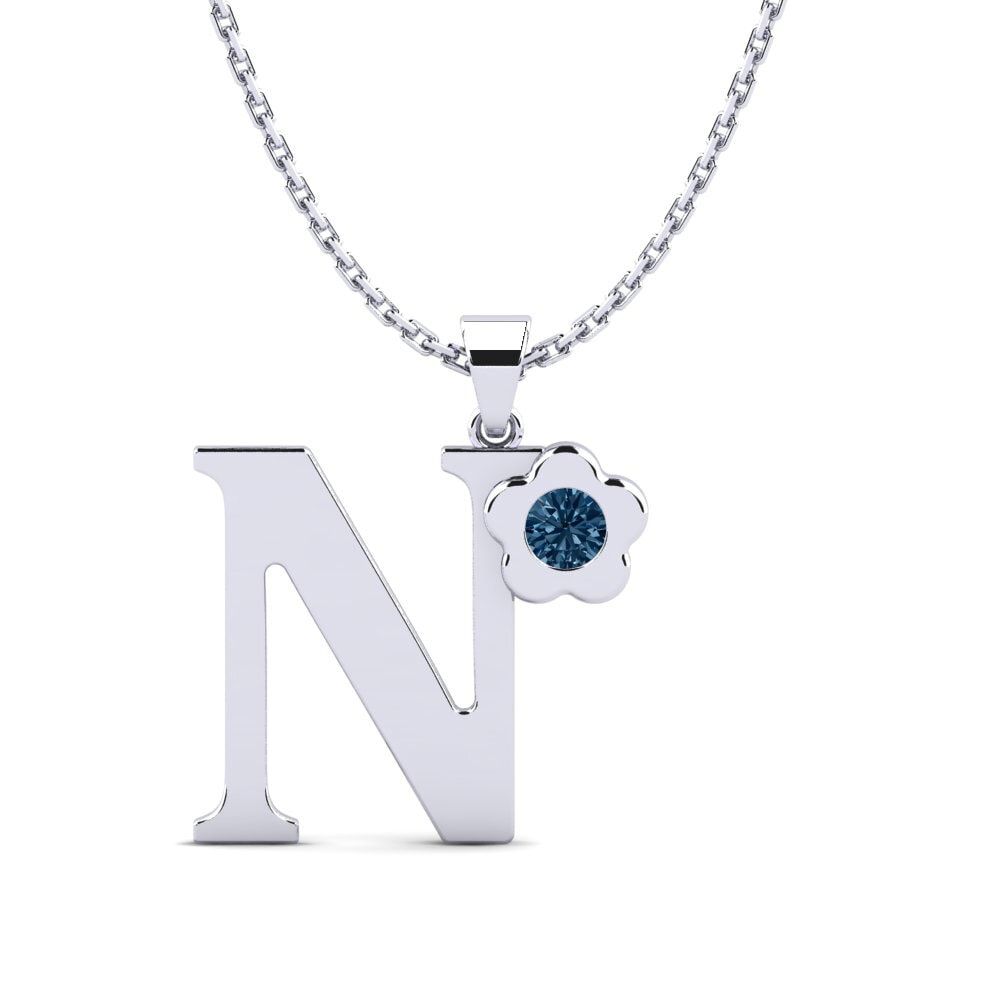 Round Blue Diamond Women's Pendant Jeanmarie N
