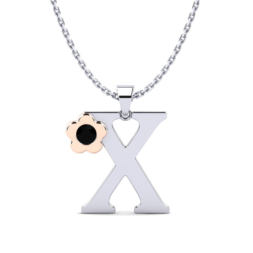 14k Oro Blanco & Rosa Zafiro negro Colgante de Mujer Jeanmarie X