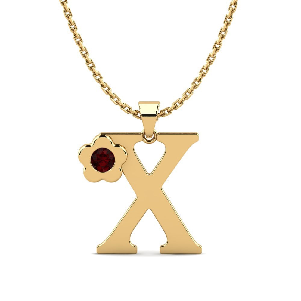 14k Oro Amarillo Granate Colgante de Mujer Jeanmarie X