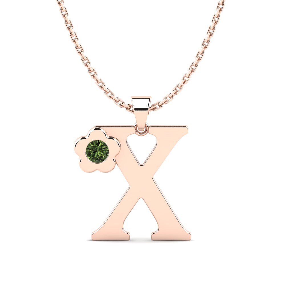 Rotgold 585 Grüner Saphir Damen anhänger Jeanmarie X