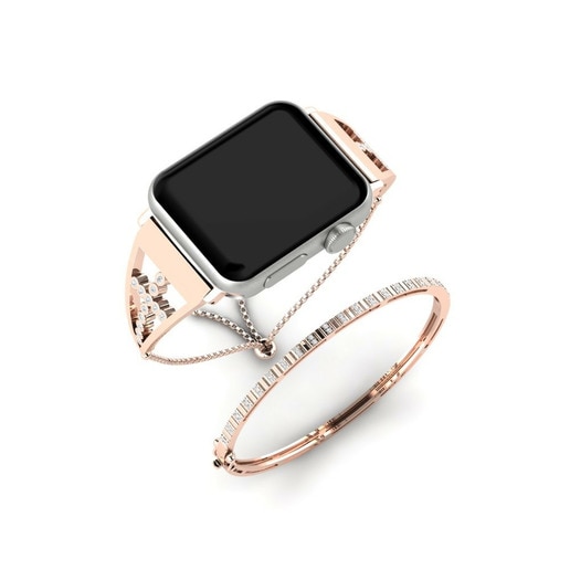Apple Watch® Jedinstven Set Stainless Steel / 585 Red Gold & Đá Sapphire Trắng