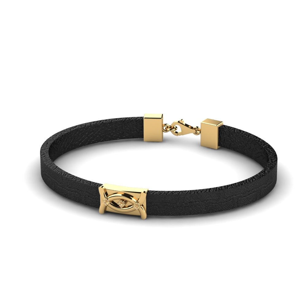 18ct Yellow Gold Brown Diamond Men's Bracelet Jeff