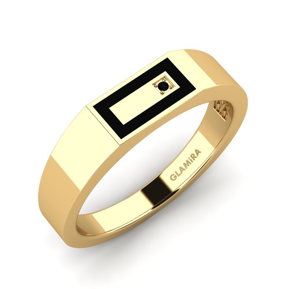 Oro Giallo 750 Onice Nero Anello da uomo Jefferson