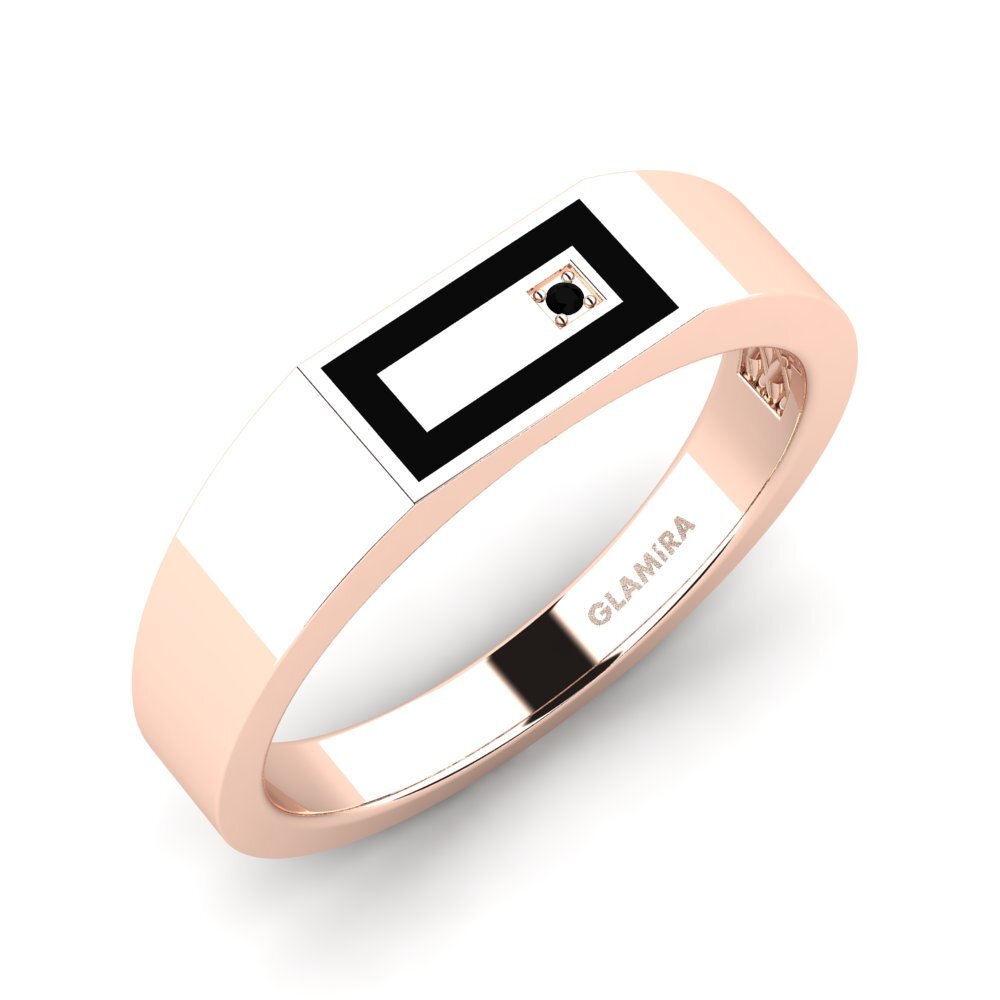 Oro Rosso 585 Diamante Nero Anello da uomo Jefferson