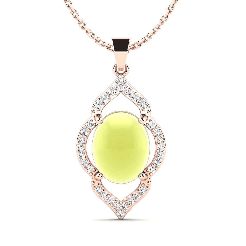 14k Oro Rosa Topacio Limón Cabujón Colgante de Mujer Jeffie