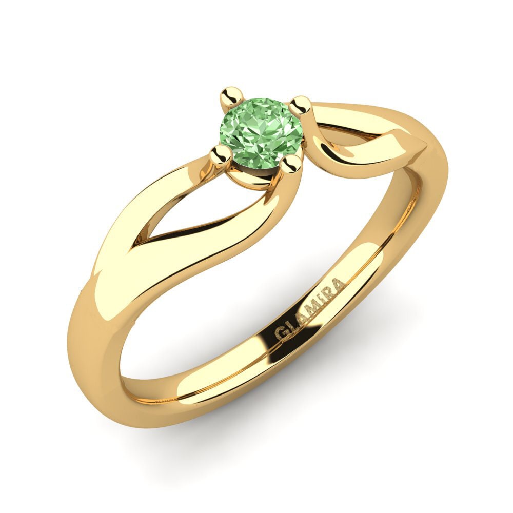 14ct Yellow Gold Green Diamond Engagement Ring Jeffrey 0.16 crt