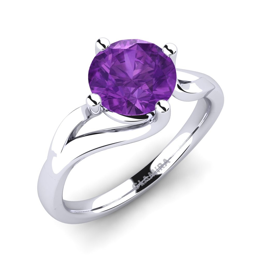 White Silver Amethyst Engagement Ring Jeffrey 1.6 crt