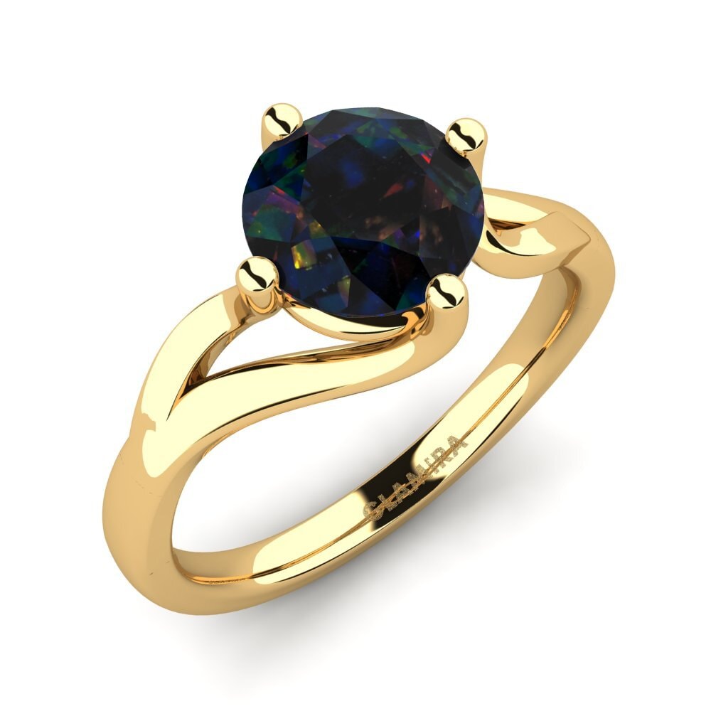 Opale Noire Bague de fiançailles Jeffrey 1.6 crt