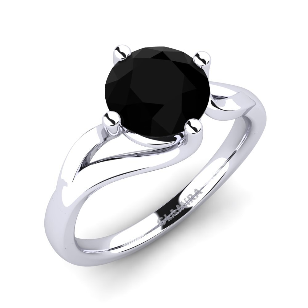 Argent Blanc Diamant Noir Bague de fiançailles Jeffrey 1.6 crt