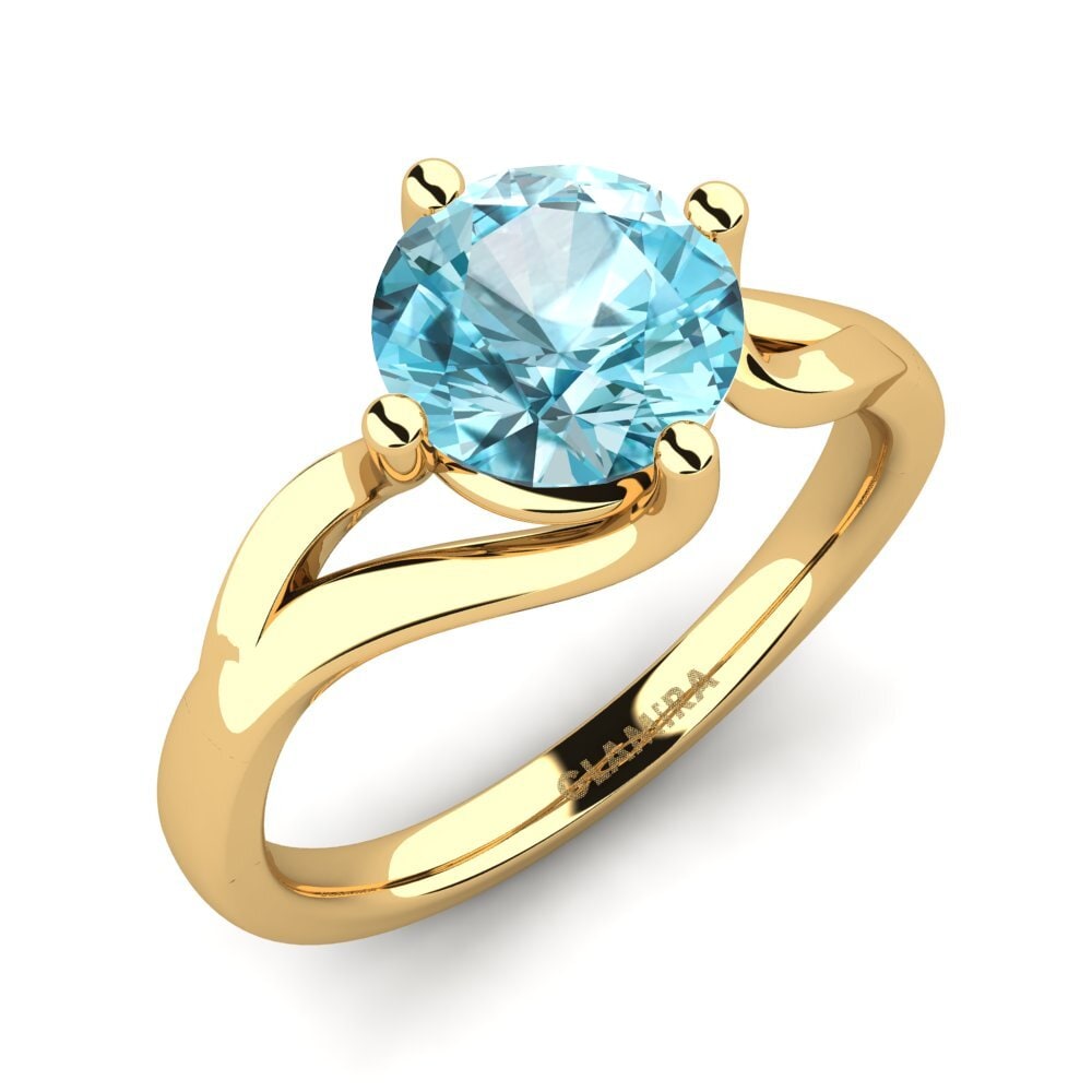 Blue Zircon Engagement Ring Jeffrey 1.6 crt