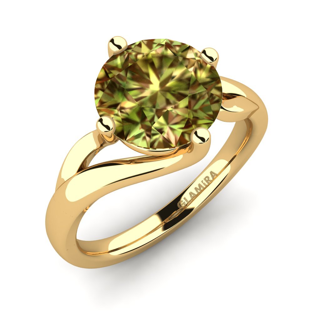 Ouro Amarelo 14K Pedra do Sultão Anel de Noivado Jeffrey 3.0 crt
