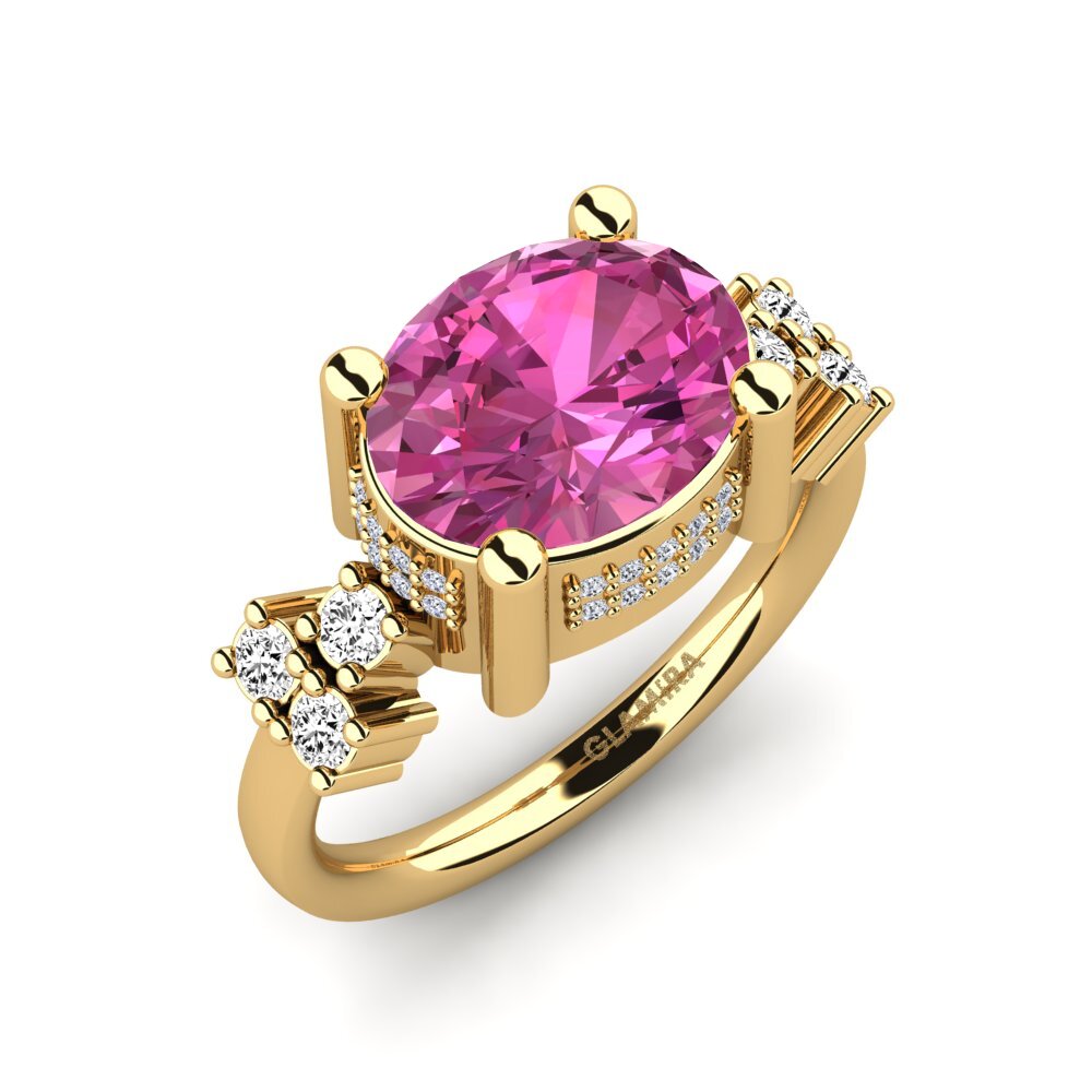 9k Oro Amarillo Topacio Rosa Anillo de compromiso Jemelia