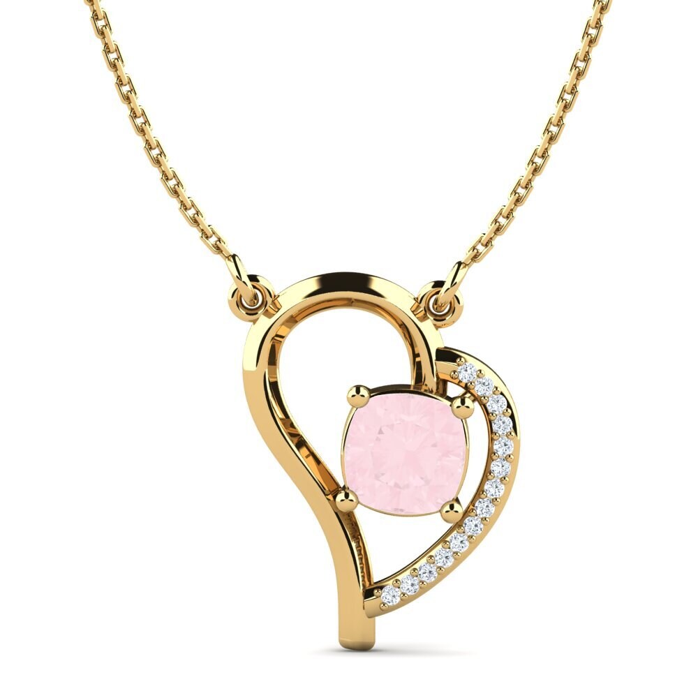 Cushion Rose Quartz Women's Necklace Jemika