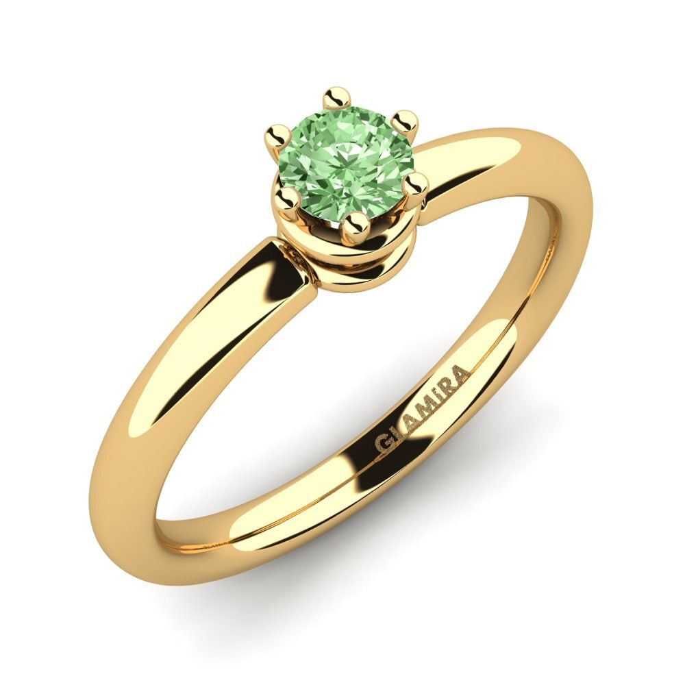 14ct Yellow Gold Green Diamond Engagement Ring Jemma