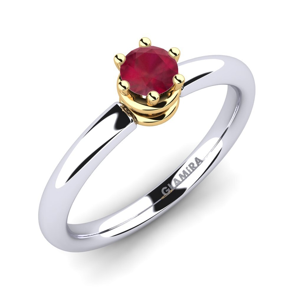 18ct White / Yellow Gold Ruby Engagement Ring Jemma